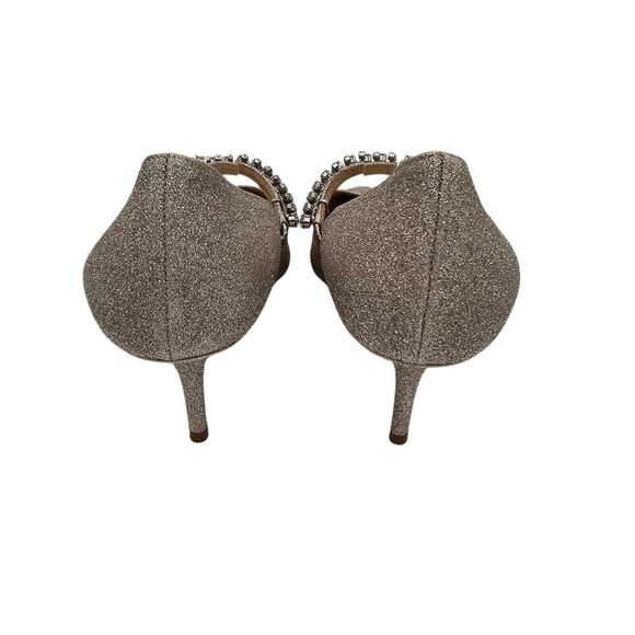 Jimmy Choo Bing Crystal Embellished Mary Jane Pump Size 37 US 7 Silver Glitter - Picture 3 of 9